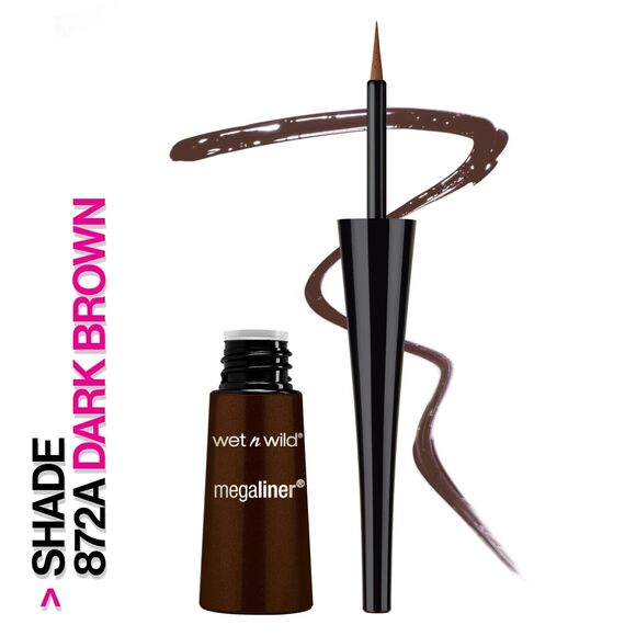 Wet n Wild  MEGALINER liquid Eyeliner, 872A Dark Brown  .12 fl oz - Picture 1 of 9